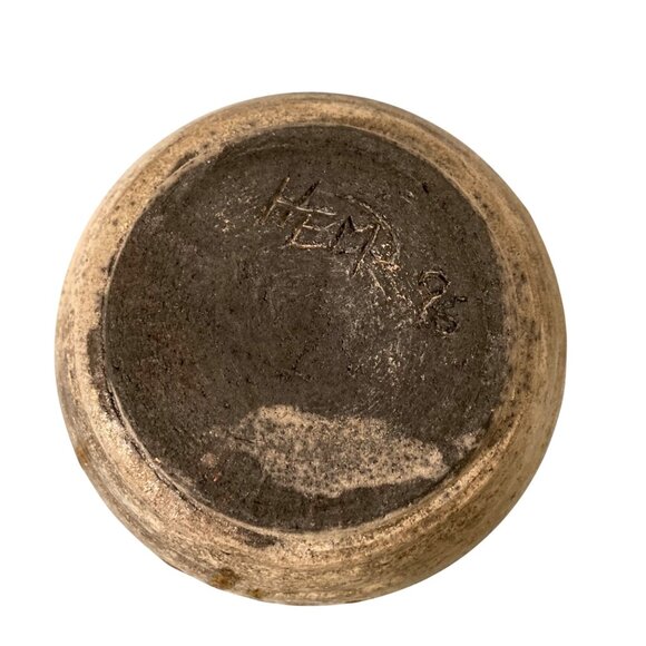 Raku Pottery Vase With Elemental Vibes Signed - Picture 5 of 8